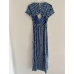 HYFVE Dress Womens Medium Blue Polka Dot Maxi Cut Out Tie Pinup Mod Retro Photo 3