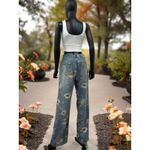 SheIn  High Waist Wide Leg Wild Flower‎ Denim Jeans Size Medium EXCELLENT Photo 2