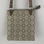 Fossil Beige Tan Leather Fabric Crossbody Sling Bag Purse Photo 8
