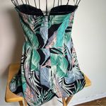 Blue Blush Green and Blue Bustier Tie Front Top botanical summer size M Photo 2