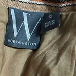 Worthington NEW  Brown Linen Striped Wrap Pencil Skirt Size 12  Side Tie Lined Photo 4