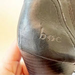 BOC Black Leather High Heel Ankle Boot Size 9.5 Lug Sole‎ Short Bootie Moto Look Black Photo 7