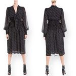 Max Studio Smocked Waist Midi Dress Long Sleeves Black & White Size L New w/Tag Photo 1