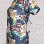 ASOS Design Women 6 Blue Tiger Print Open Back Double Ties T Shirt Streetwear Photo 2