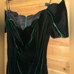Vintage Hollywood Nites Medium Green Crushed Velvet Off Shoulder Dress Christmas Photo 2