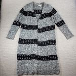 Vince Camuto Two by Chunky Knit Long Cardigan Sweater Black White Wool Blend L Photo 0