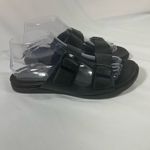Bamboo  Double Strap Sandals Womens Faux Leather Buckle Black 8.5 PREOWNED Photo 2