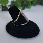 Gold and Crystal Double Band Adjustable Ring Photo 1