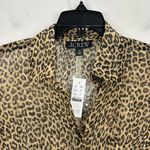 J.Crew Sheer Leopard Print Shirt Crinkle Chiffon Cupro Button Up Brown US 00 NWT Photo 6