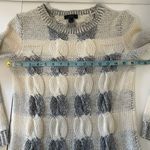J Crew Long Sleeve Crew Neck Ivory Navy Marbled Knit Cotton Sweater Size XXS Photo 4