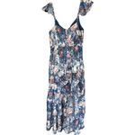 Hutch Anthropologie  Ruffled Midi Dress Gown Floral Blue Women's Size 14 Photo 4