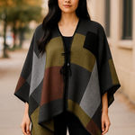 Andrew Marc NWT MARC NEW YORK  COLOR BLOCK PONCHO SHAWL  TASSEL ONE SIZE Photo 0