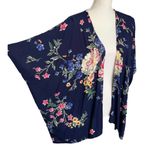 Angie  Kimono Womens S Boho Floral Print Open Cardigan Drape Dolman Navy Blue Photo 7