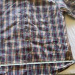 Vintage LL Bean Button Shirt Women’s Sz XL Short Sleeve Western Blue Red 90s Photo 5
