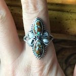 Natural White Buffalo Blue Turquoise Sterling Silver Ring Size 10 Photo 0