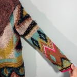 Maxsport Multicolor Aztec Southwestern Boho Eyelash Knit Hooded Cardigan Size S Photo 5