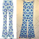 Intermix  Geometric‎ Print Wide Leg Pants in Blue Photo 1