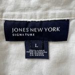 Jones New York  Signature White Linen Paisley Embroidered Button Front Shirt L‎ Photo 3