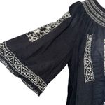 Free People  Embroidered Bohemian Festival Black & White Top EUC Size Small Photo 5