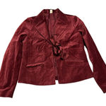 Old Navy Women's Maroon Velvet Blazer S Single-Breasted Satin Bow Formal Photo 0