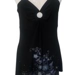 Libian USA Y2K Whimsygoth Sparkly Floral Print Mini Dress Black Size Large Fairy Photo 0