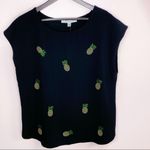 Marc New York Rhinestone Pineapple Blouse Black Large Sleeveless Popover NWT Photo 7