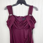 R & M Richards NEW 2061 Long Off Shoulder Formal Dress Gown Sparkly Merlot Size 10 Photo 4