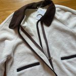 Commence Commense Sherpa Zip Jacket w/ Brown Corduroy Collar | Size L | Cream Fleece | NWT Cozy Preppy Look Photo 2