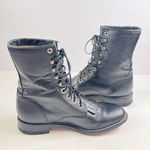 Justin Boots Justin Womens Boots Black Leather Combat Lace Up Kiltie Cowboy Romper US 6.5 Photo 6