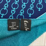 100% Silk 34”x35” Chain Design Scarf Blue Photo 9