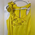 Calypso St. Barth‎ Y2K 100% Silk Flowers Decorated Yellow Mini Dress Photo 3