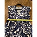 La Mer Luxe blue white floral leaf print cap sleeve midi resort dress S Photo 4