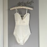 Boohoo White Deep Plunge Strap Bodysuit Photo 1