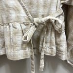 Soft Haus Garden Party Wrap Top Blouse Linen Cotton Natural Plaid Tan Size XS Photo 7