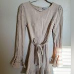Hello Molly Follow My Lead Linen Mini Dress Sz Small Beige Flare Sleeve NEW Photo 6