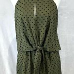 fab'rik Army green and black polka dot tie front romper with pockets size medium Photo 1