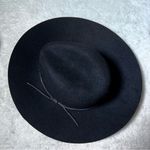 Phenix Black 100% Wool Leather Band Wide Brim Hat Photo 4