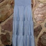 Commense Pinstripe Shirred Backless Long Cami Dress size small Blue Photo 2