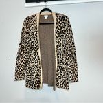J.Crew  Leopard Cheetah Print Long Open Front Cardigan Size Medium Cotton Photo 1