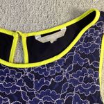 Banana Republic Navy Blue Lace Tank Top Sleeveless Neon Yellow Trim Size M Photo 3