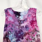 Handmade Linen Tie Dye Tank Top Sleeveless Ruffle Hem Made in Italy‎ Geode 1110 Purple Photo 3