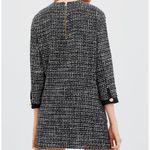 ZARA | TRF Collection Black White Tweed Shift Dress Gold Buttons Mini | Medium Photo 3