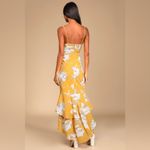 Lulus Darling Daylily Mustard Yellow Floral Print High-Low Maxi Dress Photo 2