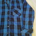 Victoria's Secret  Flannel Pajama Top Women's Small Petite Blue Plaid Long… Photo 4