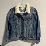 Good American Shearling Collar Denim Trucker Jacket Photo 2