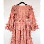 Anthropologie Revolve Boemo Dress Coral Pink Maxi Floral Tier Flared Boho Small Photo 8