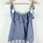 J.Crew Tie Shoulder Ruffle Eyelet Trim Gingham Cotton Embroidered Top 0 Photo 7
