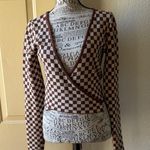 The Native One Brown Checkered Women's Cardigan sweater Small Photo 0