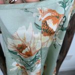 SheIn Mint Green Satin Floral Print Cami Dress Draped Collar Strap /  Photo 7