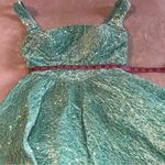 NWOT light blue fuzzy sequined sleeveless prom dress size 6 with large bow Photo 8